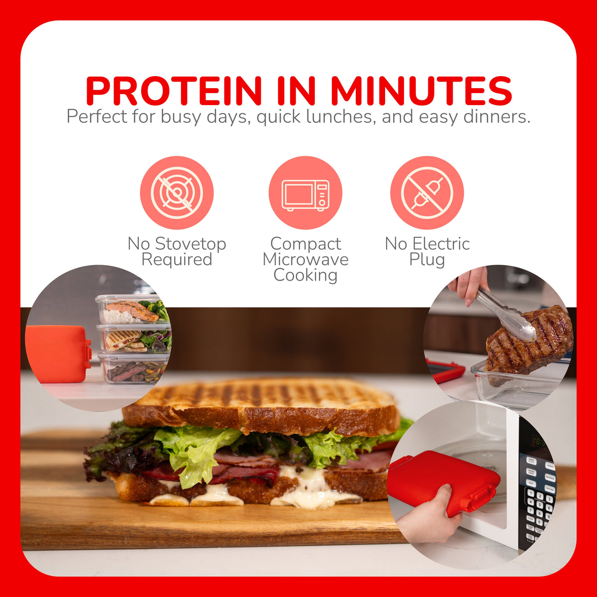 Micro Grill Max™ Mikrowellen-Grill & Sandwichmaker – Großer Mikrowellen-Grilltopf für Paninis, Steaks & Filets – Mikrowellengeeignet, BPA-frei, Spülmaschinenfest – Größere Abmessungen für großes Brot & Mahlzeiten