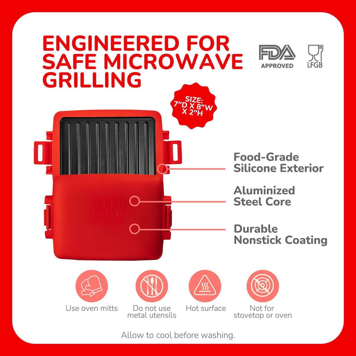 Micro Grill Max™ Mikrowellen-Grill & Sandwichmaker – Großer Mikrowellen-Grilltopf für Paninis, Steaks & Filets – Mikrowellengeeignet, BPA-frei, Spülmaschinenfest – Größere Abmessungen für großes Brot & Mahlzeiten