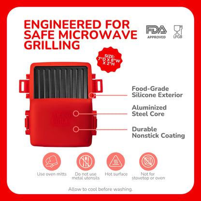 Micro Grill Max™ Mikrowellen-Grill & Sandwichmaker – Großer Mikrowellen-Grilltopf für Paninis, Steaks & Filets – Mikrowellengeeignet, BPA-frei, Spülmaschinenfest – Größere Abmessungen für großes Brot & Mahlzeiten