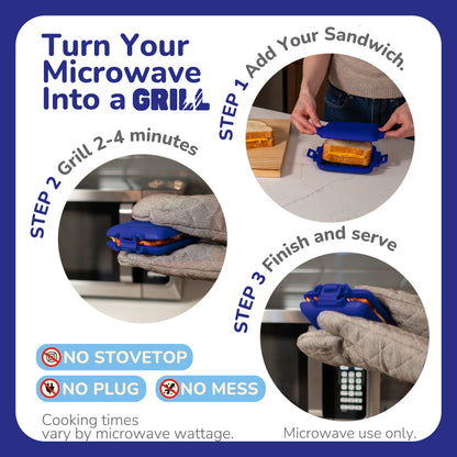 Micro Grill Classic™ Toastie Maker, Mikrowellen-Grill, Sandwich-Toaster, 3-Minuten-Grilled-Cheese, knusprig, Panini-Presse, spülmaschinenfest, Büro, Zuhause, Reisen & Studentenwohnheime