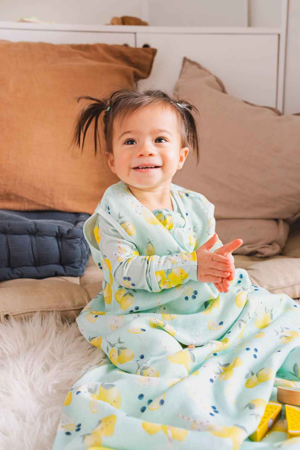 Baby Bamboo Muslin Sleep Sack 0.5 TOG - Lemon Squeezy