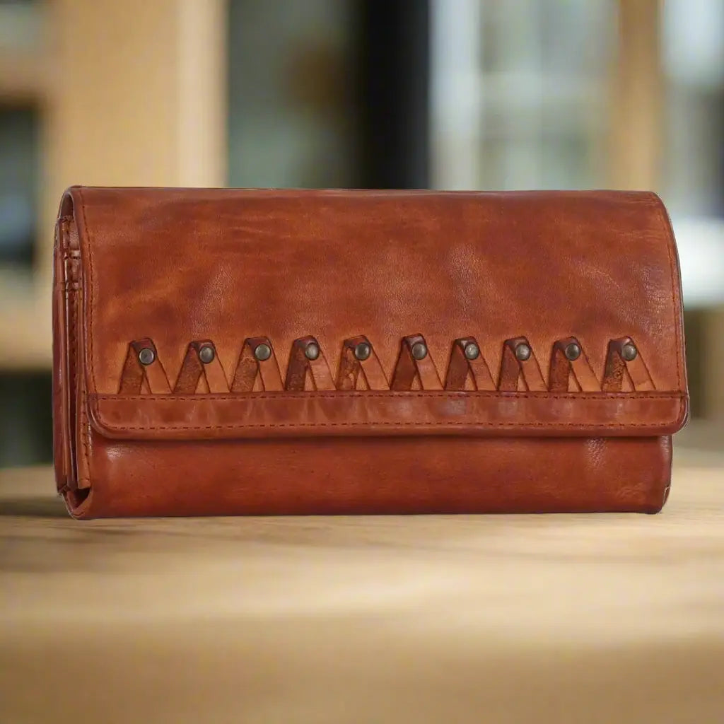 MET Women's Magnet Closure Trifold Leather Wallet