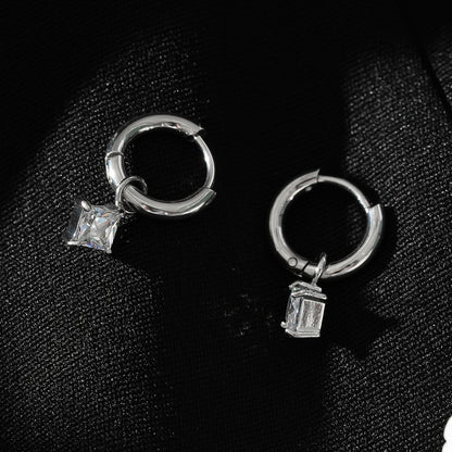 MORANDI White Gold (Silver Toned): Vintage Inspired Hoops with Removable Moissanite Charms