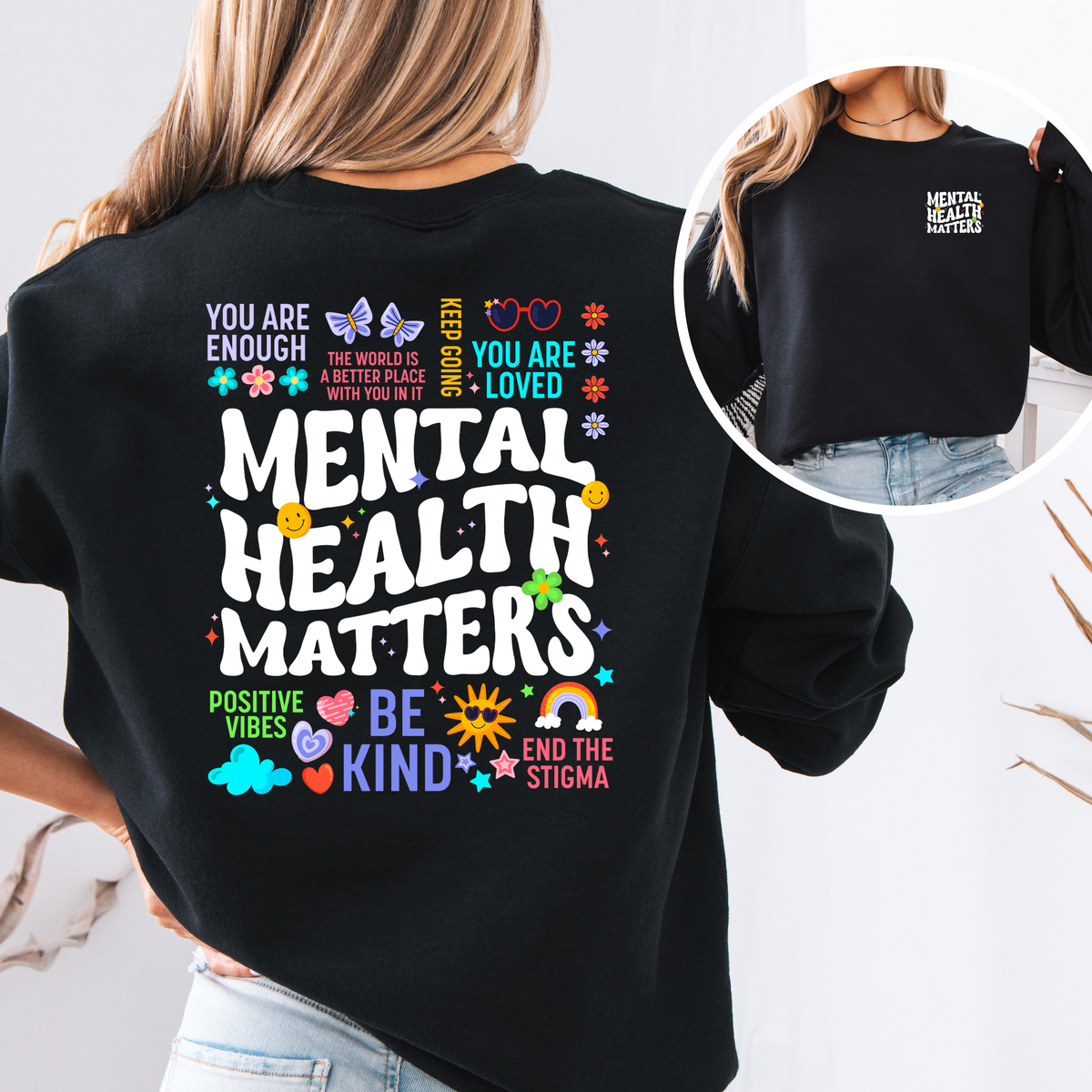 Mental Health Matters Unisex Crewneck Sweatshirt | You Are Enough | End The Stigma