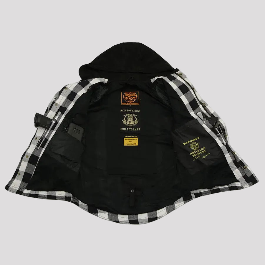 Milwaukee Leather Men's Plaid Flannel Armored Shirt Jacket