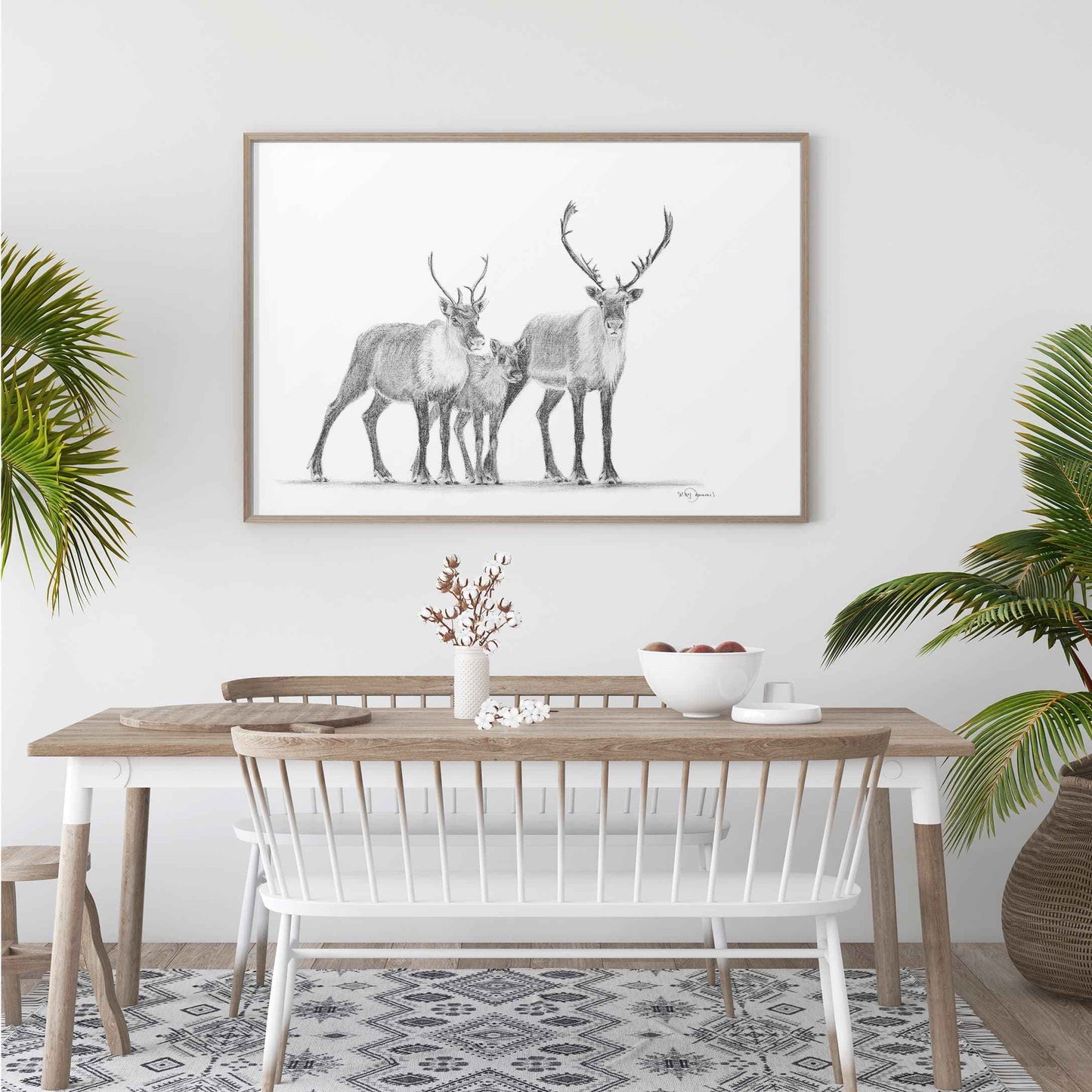 Caribous Family - Woodland Animal Wall Art