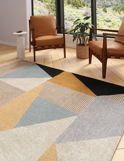 Teppich Mizza Schwarz Gelb Multicolor