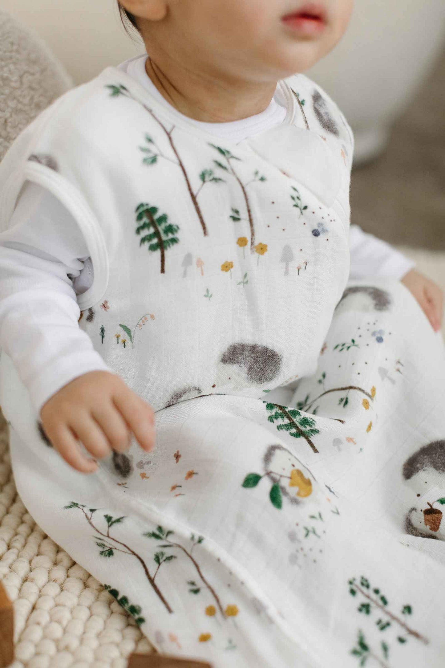 Baby Bamboo Muslin Sleep Sack 0.5 TOG - Hedgehogs