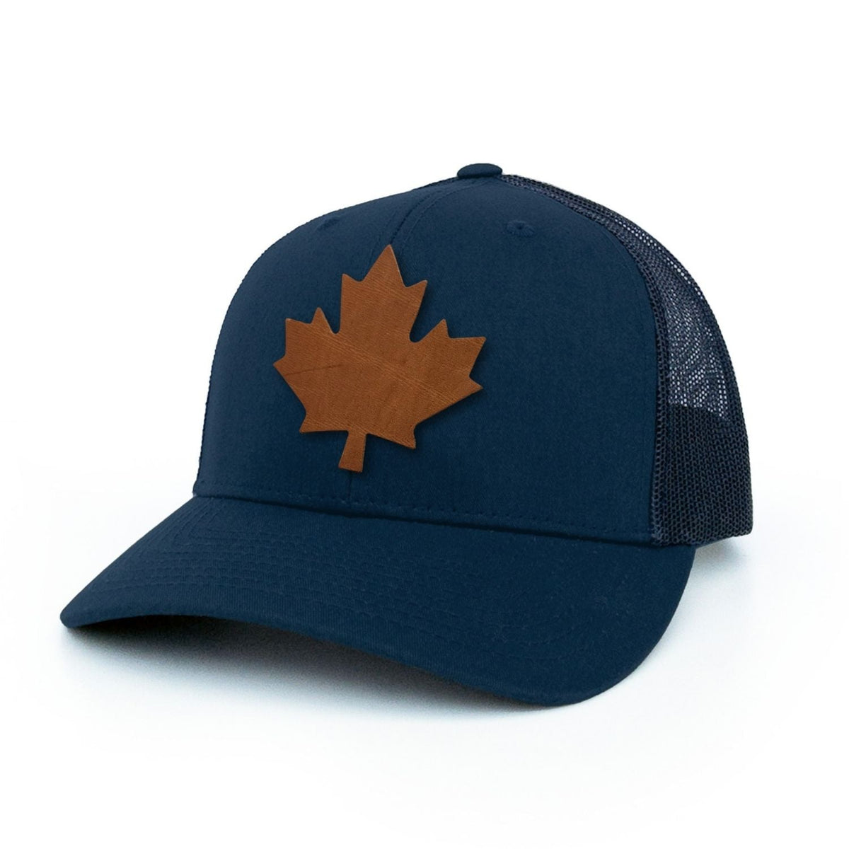 The Leaf Leather Patch Trucker Hat (Horween Dublin Blonde)