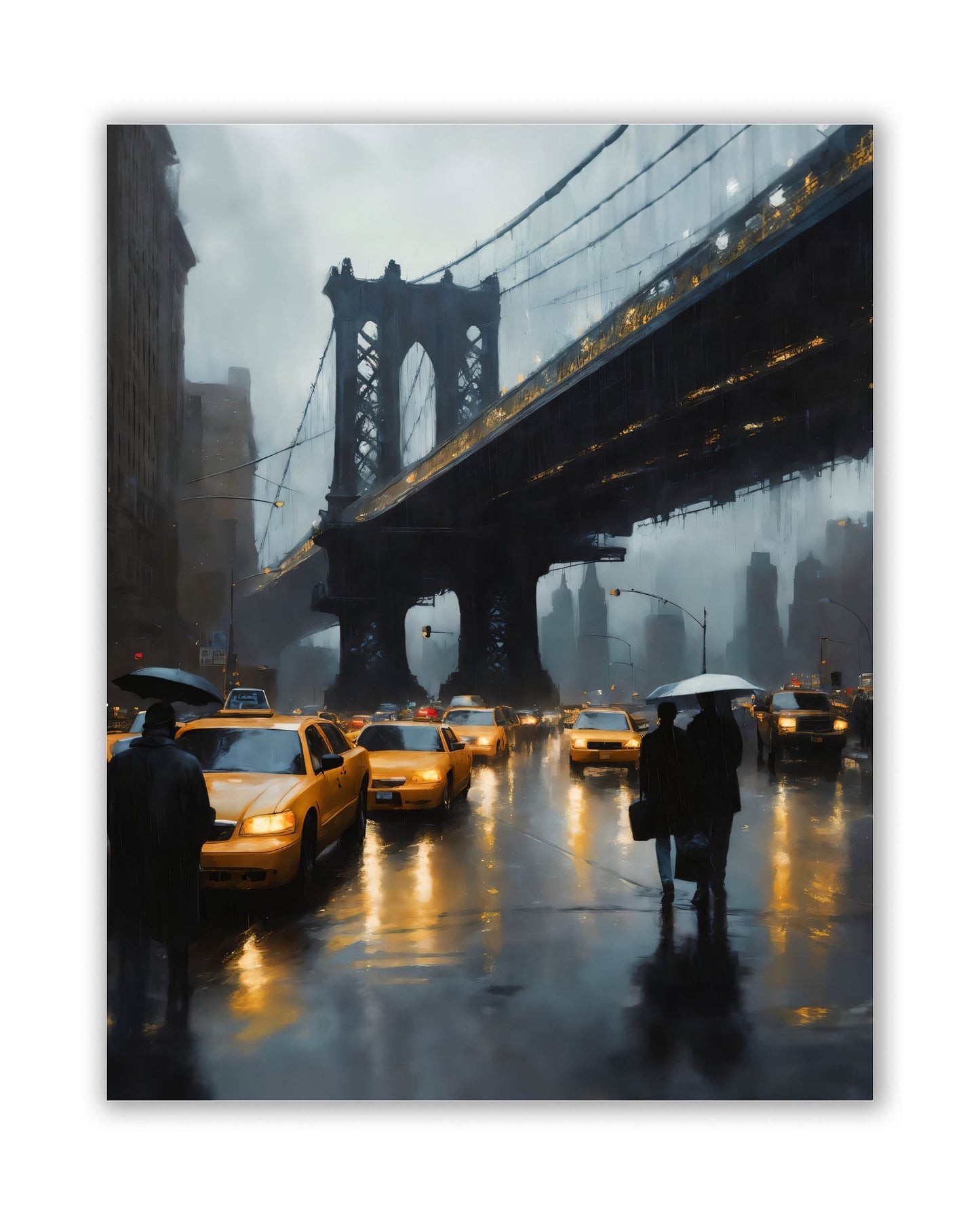 Wandbild – Stilisierte NYC-Brücken-Skyline – Leinwanddruck