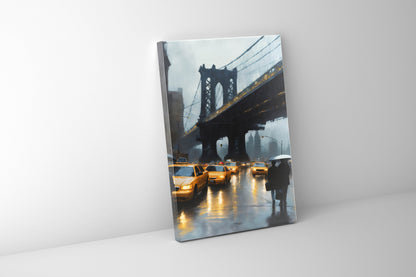 Wandbild – Stilisierte NYC-Brücken-Skyline – Leinwanddruck