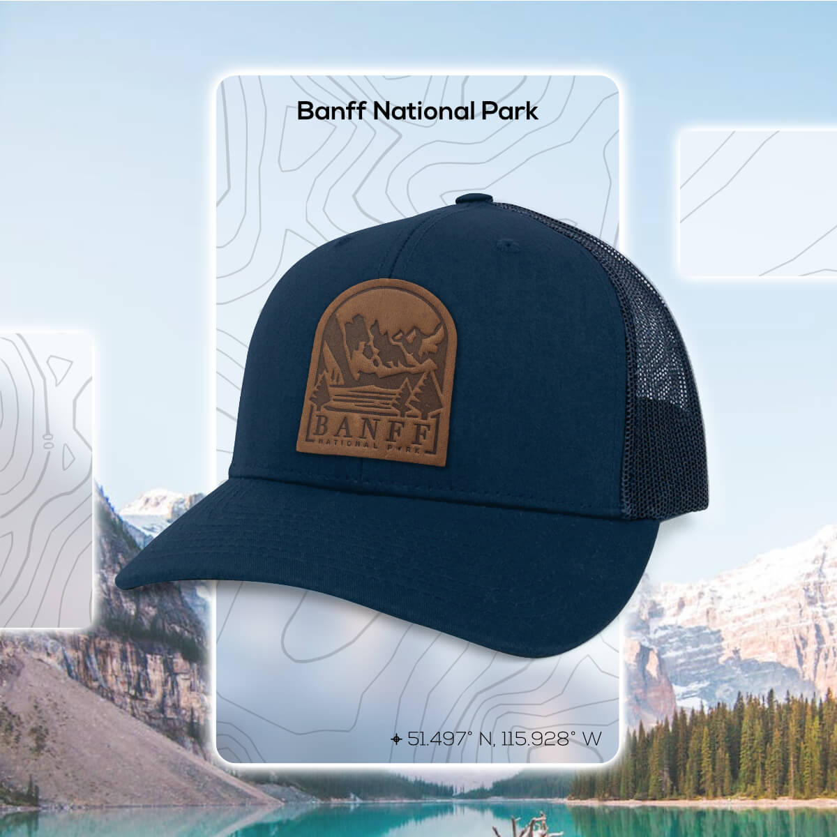 Banff National Park Leather Patch Trucker Hat