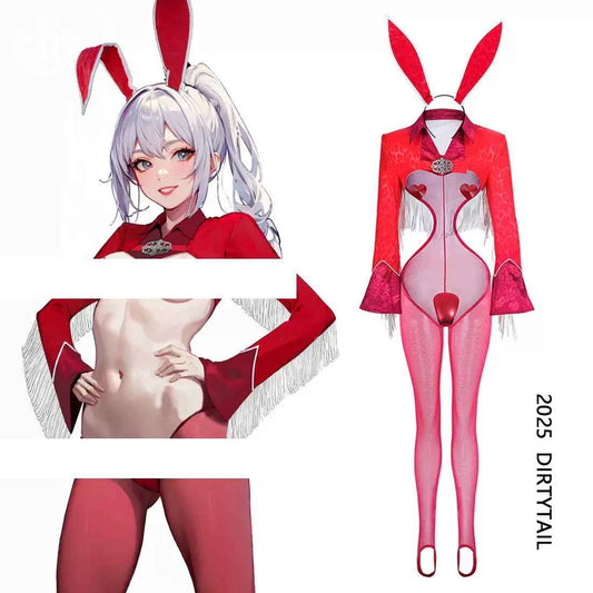 Wild Bunny Cow Girl PU Leather Jacket Sheer Sexy Ligerie Cosplay Costume Set