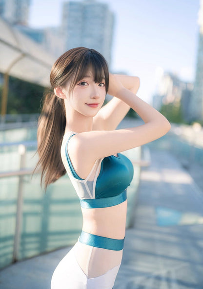 Anime Style Short Gymnastics Uniform Sheer Mesh Volleyball Sports Activewear