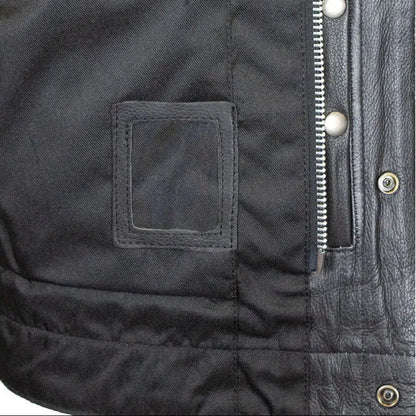 Open Road Men's Upside Leather with Black Stitched Diamonds Vest