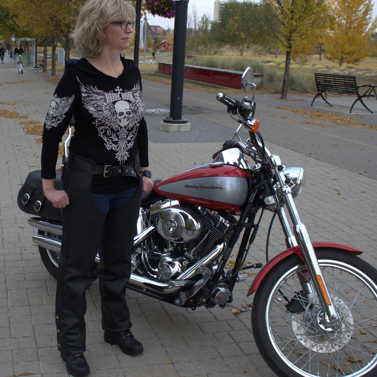Open Road Women's Braid Detail Premium Leather Chaps
