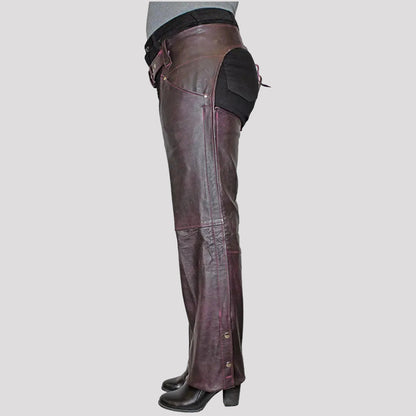 Open Road Women's Dark Purple Wash Leather Chaps