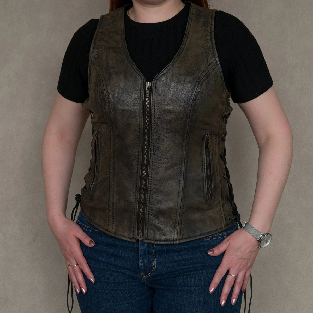 Open Road Women's Distressed Brown Vest
