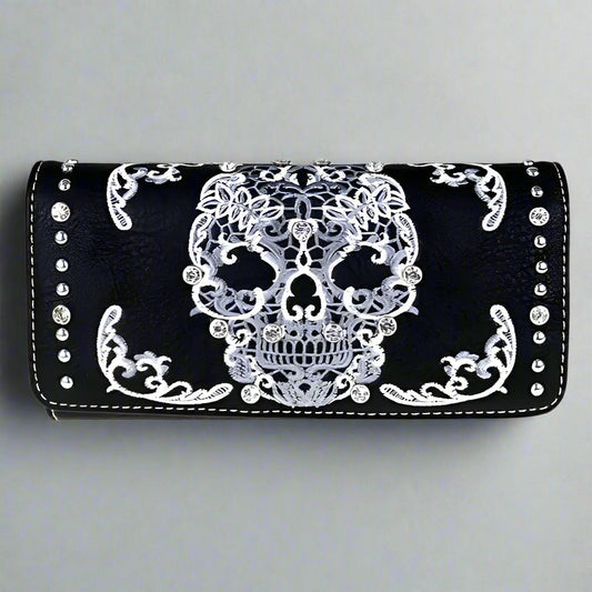 Open Road Women's Sugar Skull Faux Leather Trifold Wallet