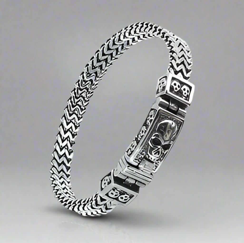 GoSteel Men's Skull ID Bracelet