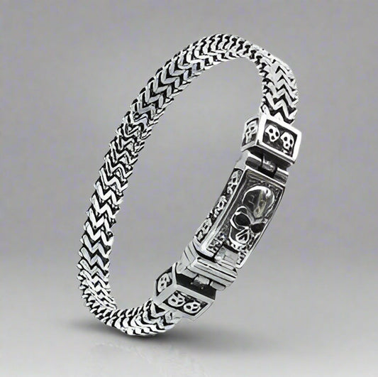 GoSteel Men's Skull ID Bracelet