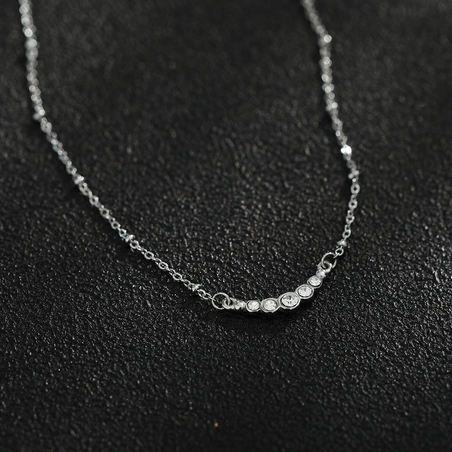KIMI Beaded Silver Chain with Dainty Pavé-Set Zirconia Pendant