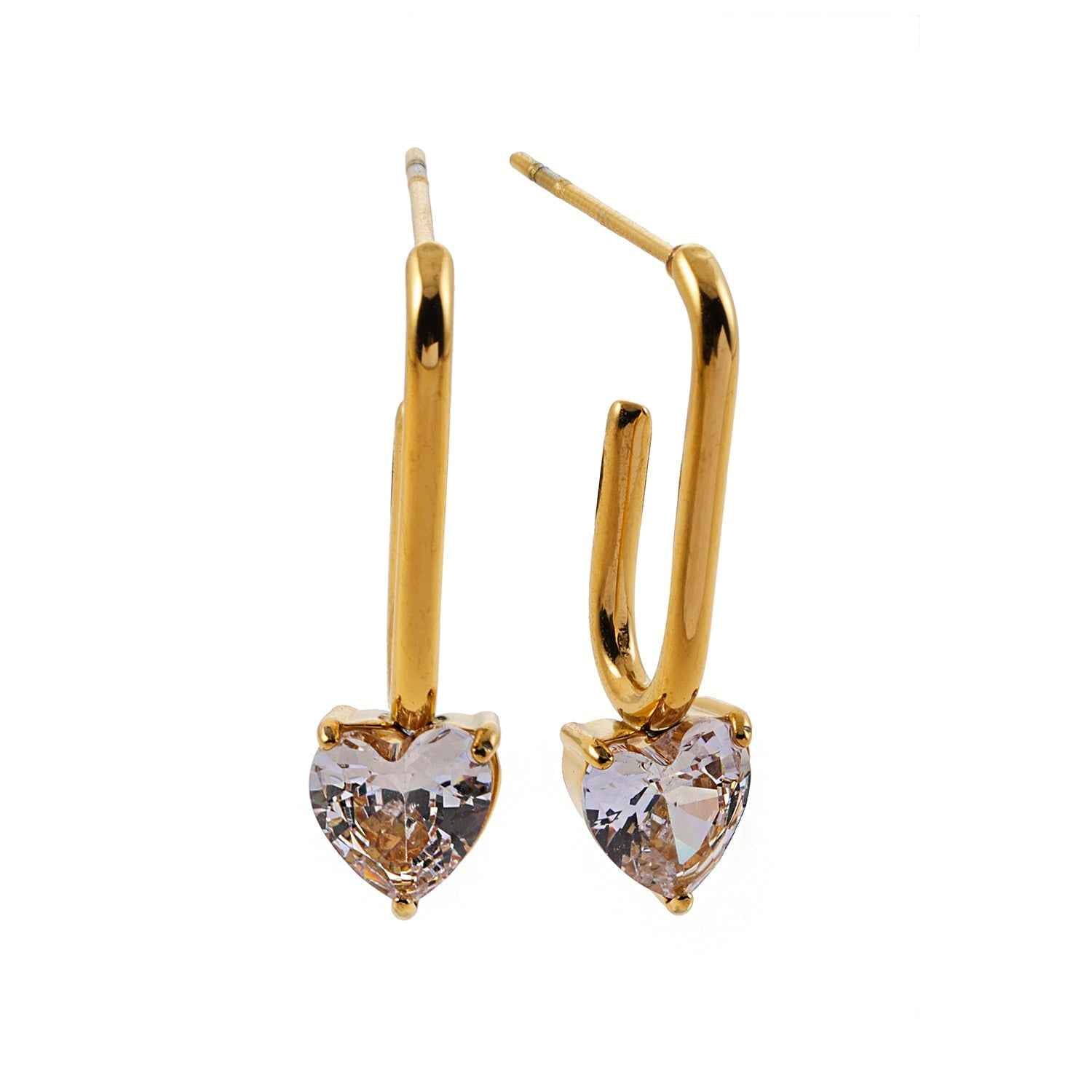 ARETE: Timeless Romance - Heart Gemstone Paper-Clip Earrings