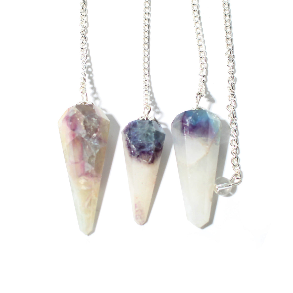 Purple and Green Fluorite Pendulum 6 Facet & Bead - 3 Pack