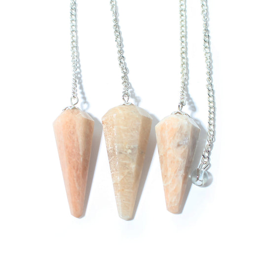 Cream Moonstone Pendulum 6 Facet & Bead - 3 Pack