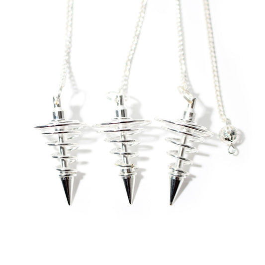 Silver Spiral Metal Pendulum - 3 Pack