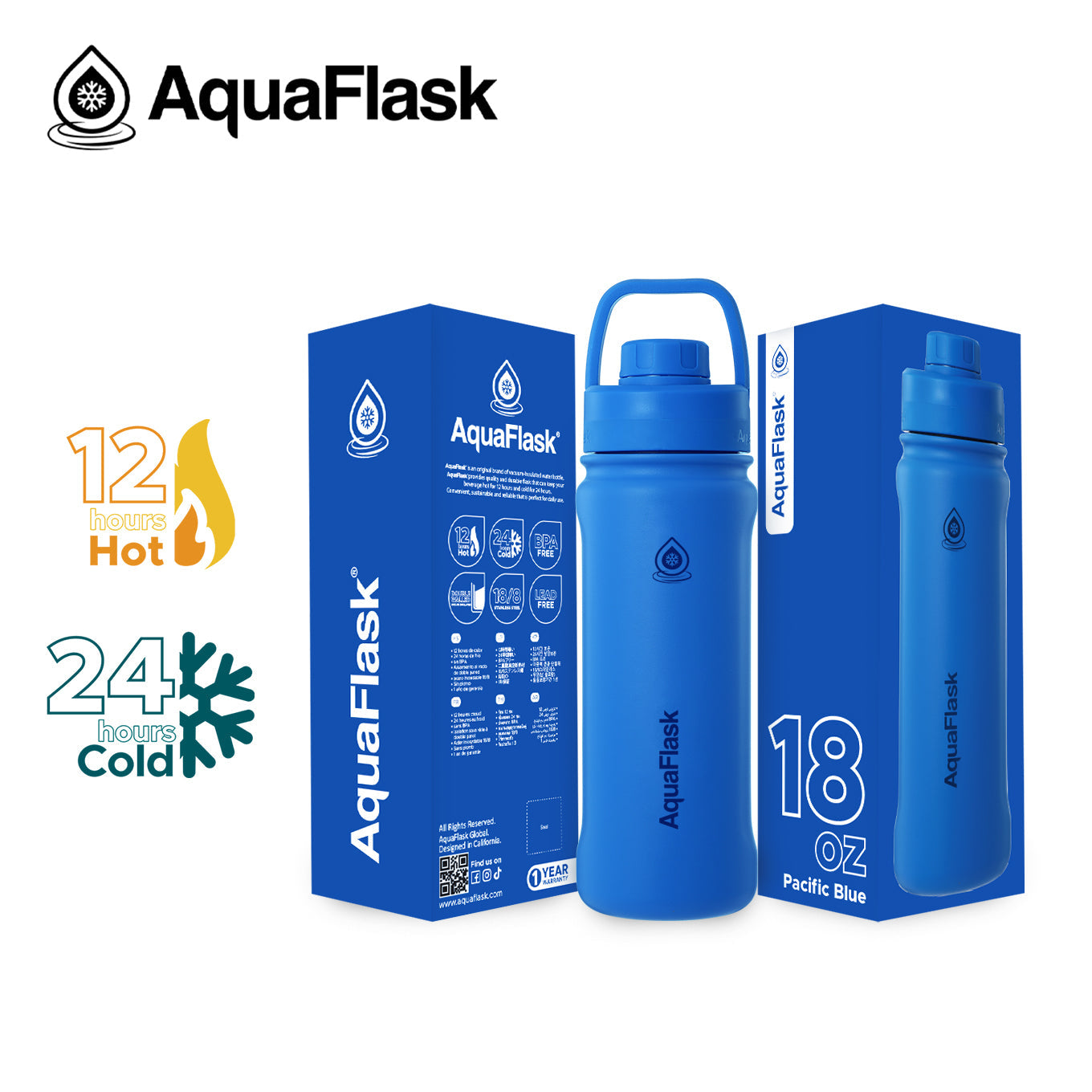 AquaFlask Original Vakuumisolierte Wasserflaschen 530ml (18oz)
