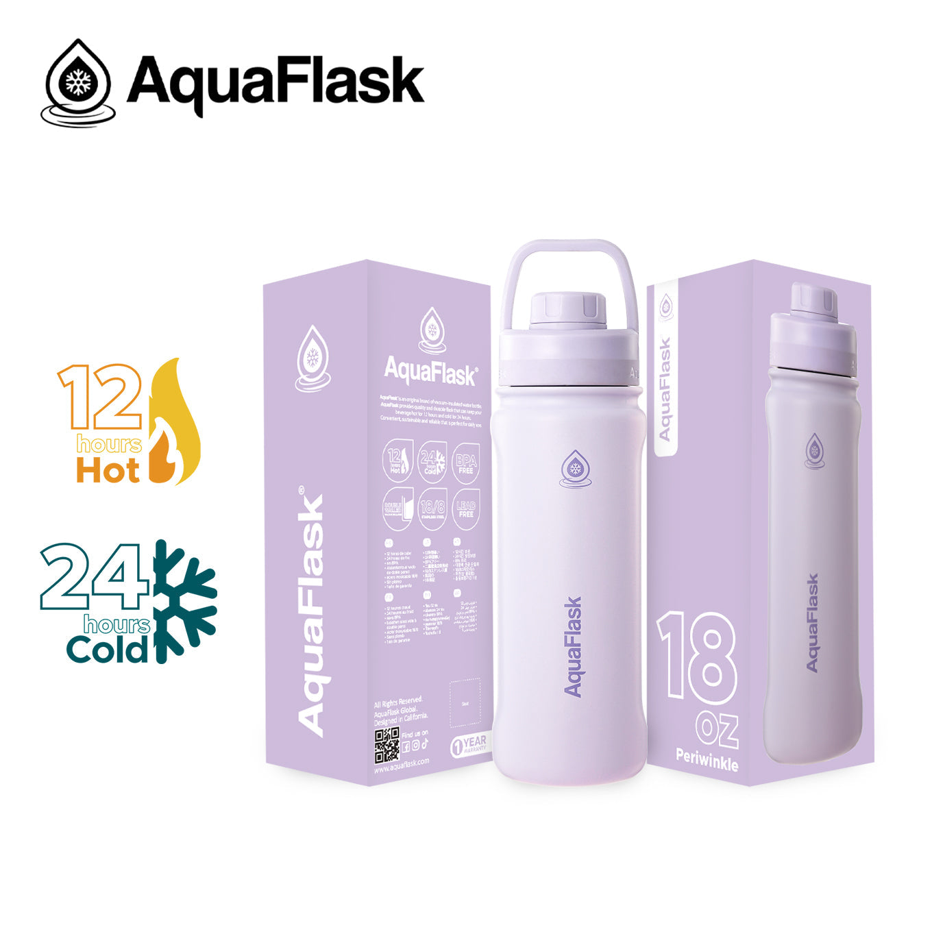 AquaFlask Original Vakuumisolierte Wasserflaschen 530ml (18oz)