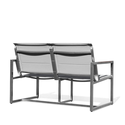 Pine Stainless Steel & Teak Outdoor Sling Loveseat - AURABAGS SHOP