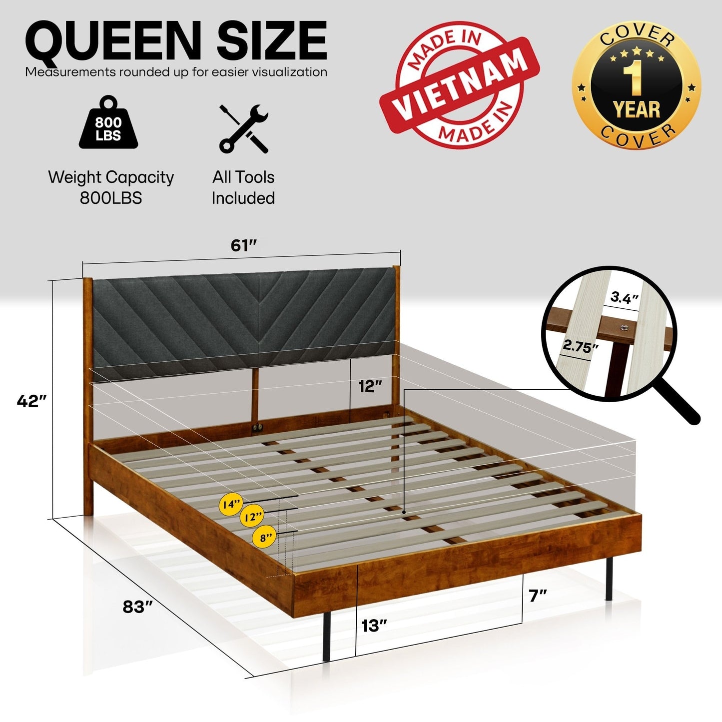 Astoria Solid Wood Bed Frame