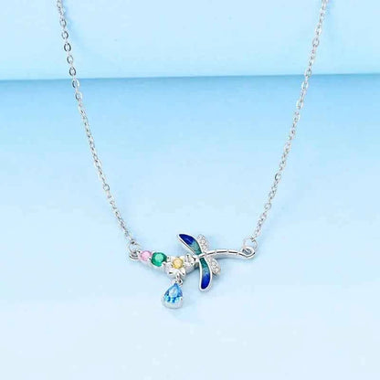 Sterling Silver Crystal Dragonfly Necklace