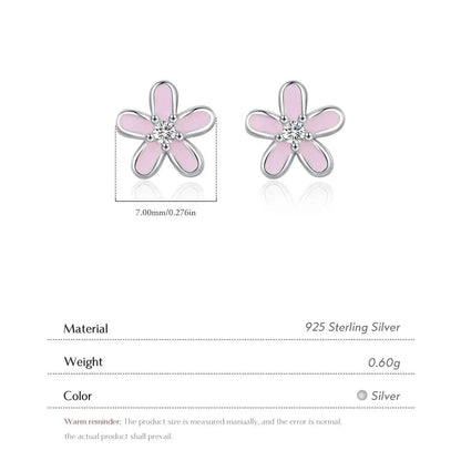 925 Sterling Silver Colorful Enamel Flower Stud Earrings - Minimalist & Cute
