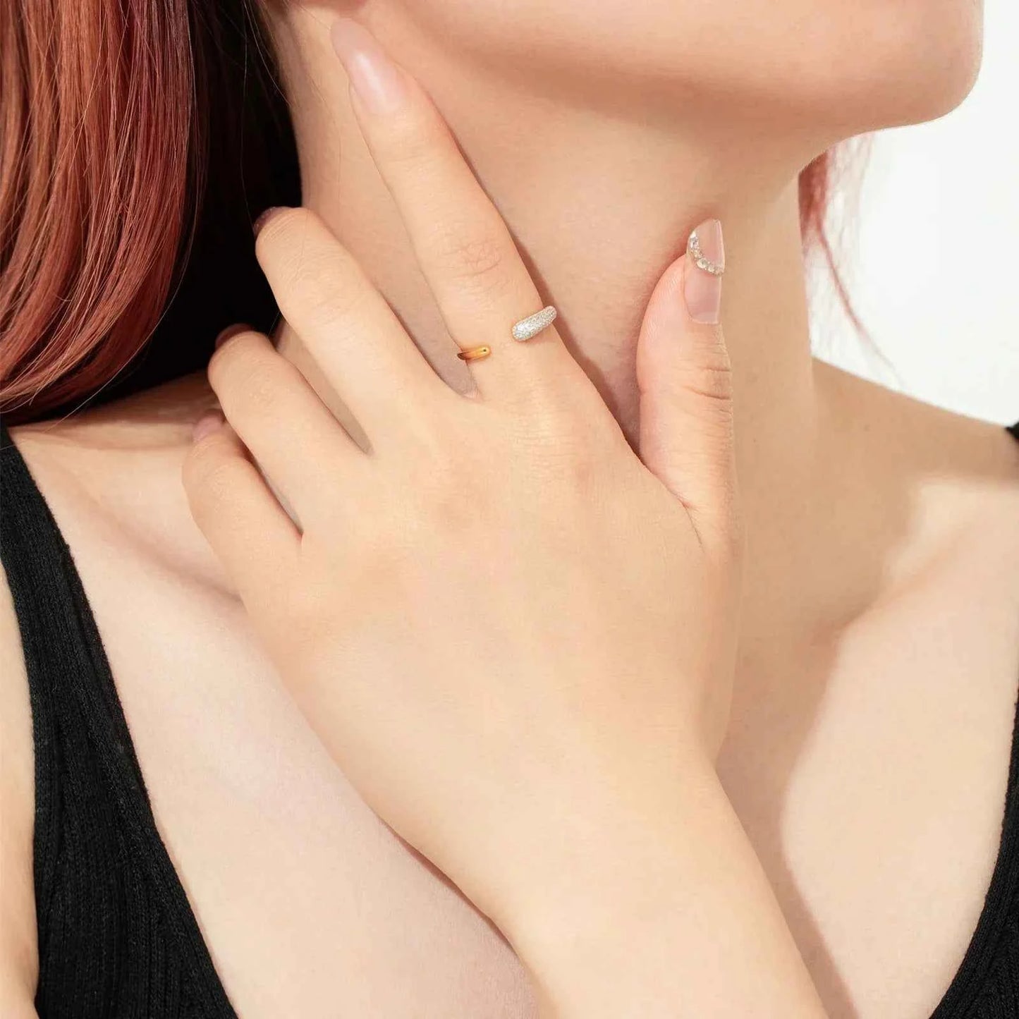 925 Sterling Silver Adjustable Zircon Ring
