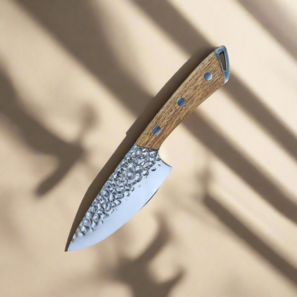 SHINOBI | Kochmesser 12,7 cm AUS8 Hammerschlagklinge mit Holzgriff