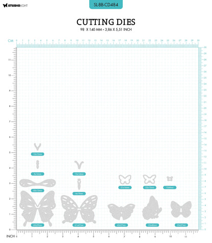 SL Cutting Die Fly Fly Butterfly Blooming Butterfly 96x138x1mm 13 PC nr.484