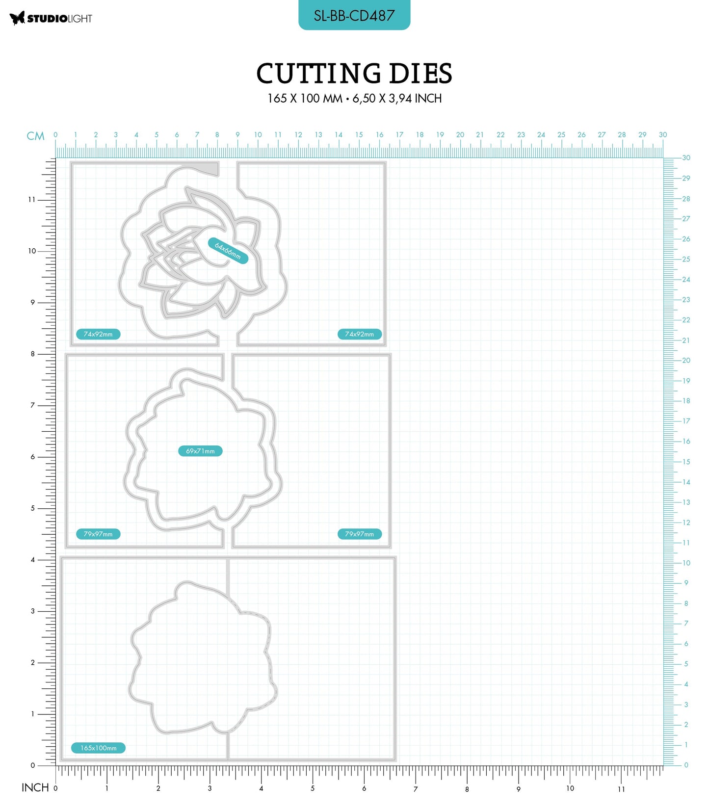 SL Cutting Die Water Lily Card Blooming Butterfly 165x100x1mm 7 PC nr.487