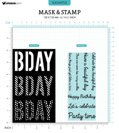 SL Mask & Stamp Bday Sentiments Essentials 155x155x3mm 8 PC nr.02