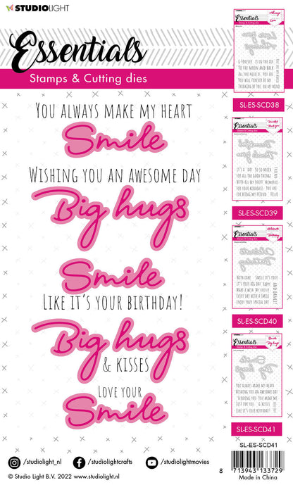 SL Stamps & Cutting Die Smile And Big Hugs Essentials 148x191x1mm 14 PC nr.41
