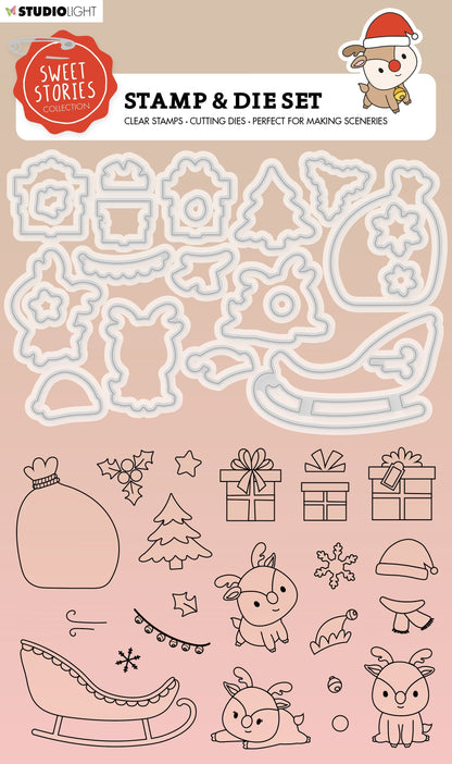 SS Stamp & Cutting Die Reindeers Sweet Stories 215x160x1mm 44 PC nr.51