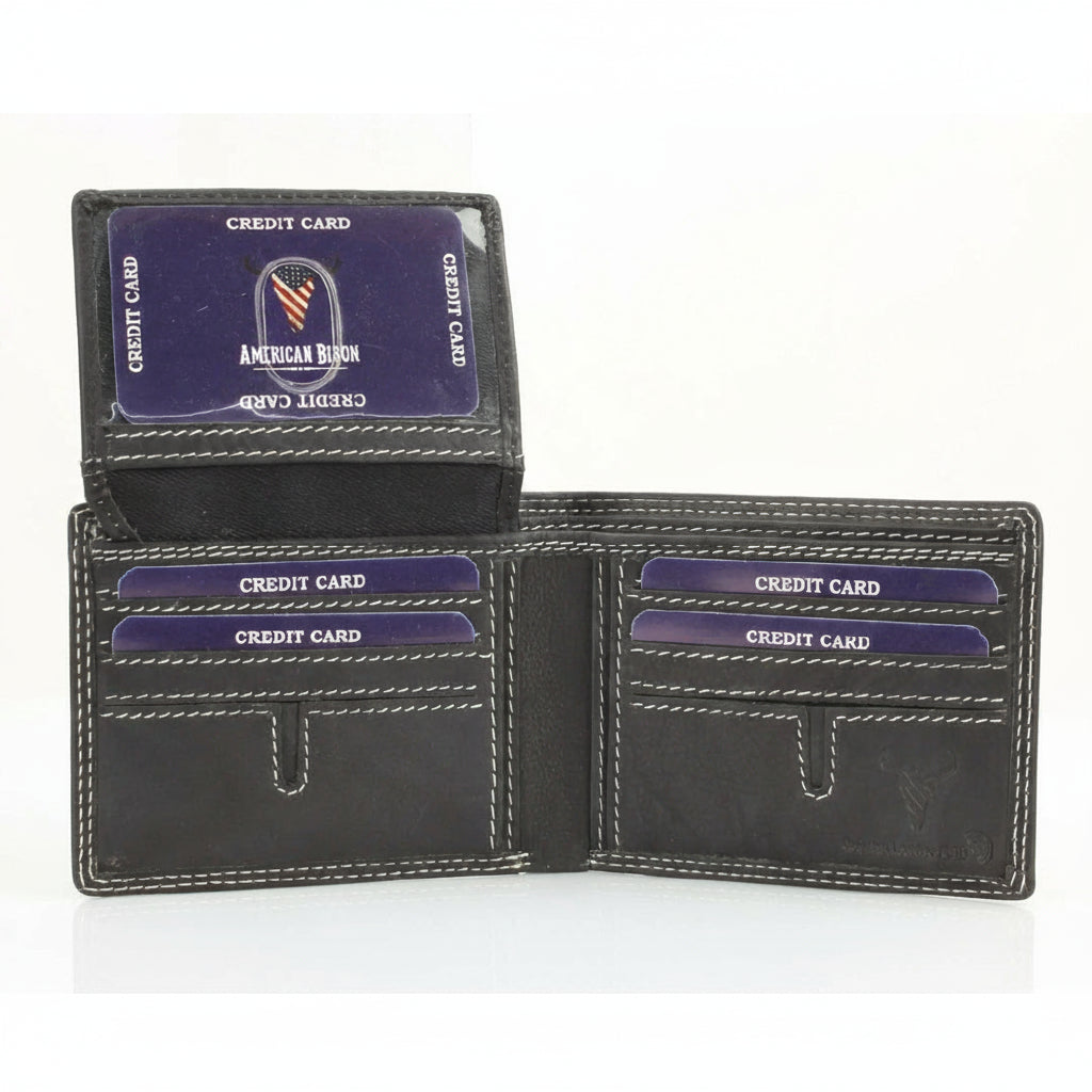 Men's Oil Pull Up Top Flap Bifold Wallet