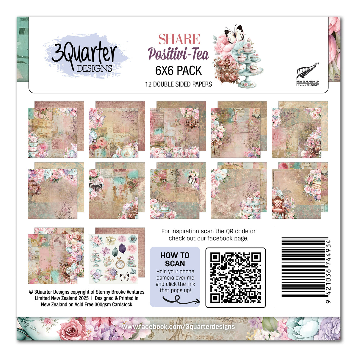 3Quarter Designs Positivi-Tea 6x6 Paper Pack