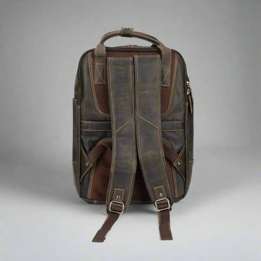 Greenwood Leather Backpack with Reinforced Laptop and Tablet Compartments