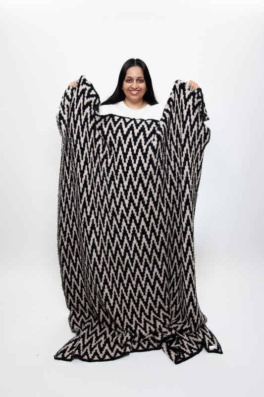 Tap Shoe & Rainy Day Chevron Print Extended Throw
