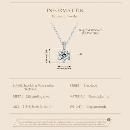 Glamorous Gem 1ct Moissanite Sterling Silver Pendant Necklace