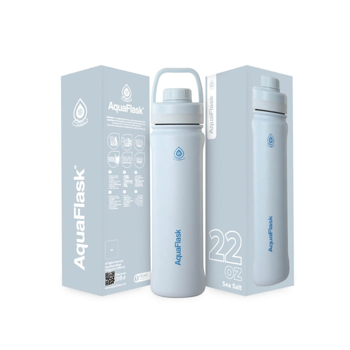 AquaFlask Sportflasche 650ml (22oz) – Vakuumisoliert, Auslaufsicher, BPA-frei