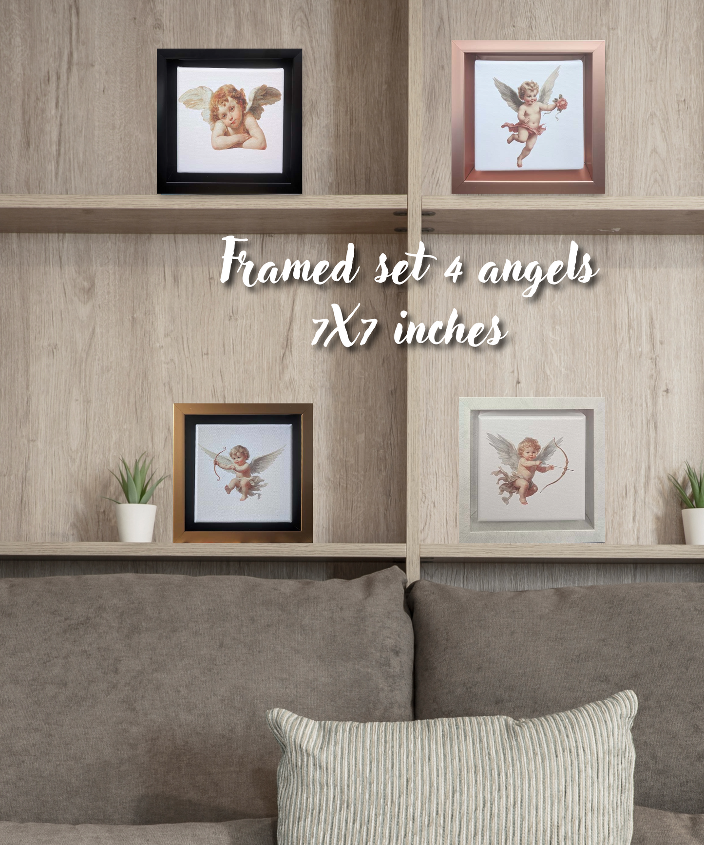 4 gerahmte Engel Wandbilder
